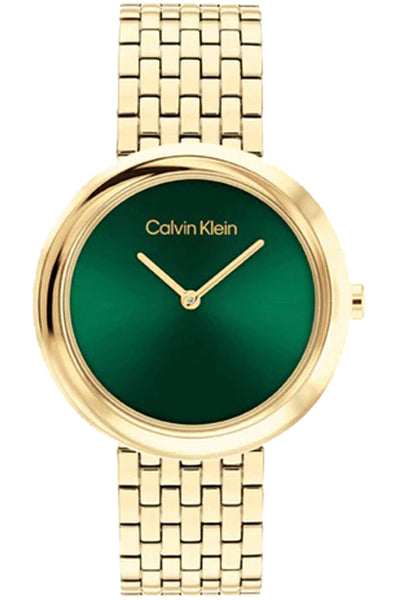 Twisted Bezel 34 mm Green Dial Stainless Steel Analogue Watch For Women