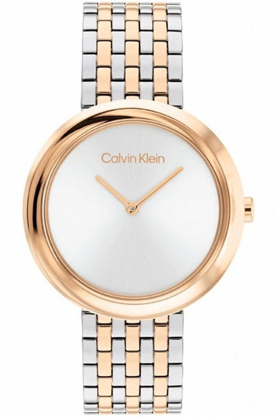 Twisted Bezel 34 mm White Dial Stainless Steel Analogue Watch For Women