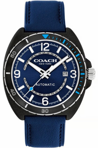 Analog Blue & Leather Men's Watch 14602736