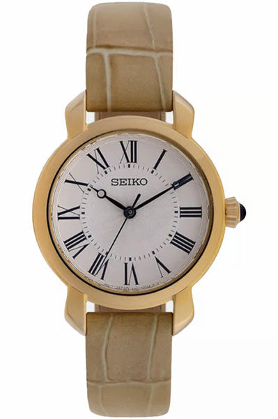 Seiko Analog White & Leather Wowen's Watch SUR626P3