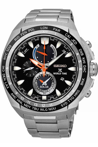 Seiko Chronograph Black & Stainless Steel Men's Watch SSC487P1