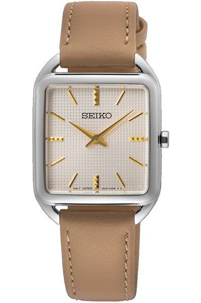 Seiko Analog Beige & Leather Women's Watch SWR089P1