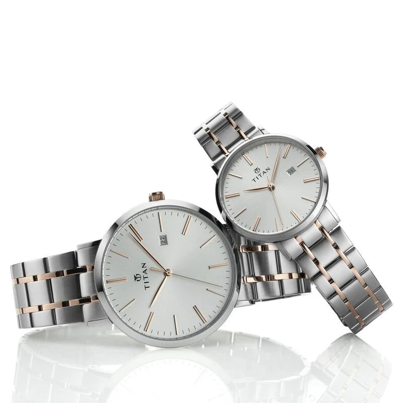 Analog Silver & Stainless Steel Couple Watch NR9400294202KM01P