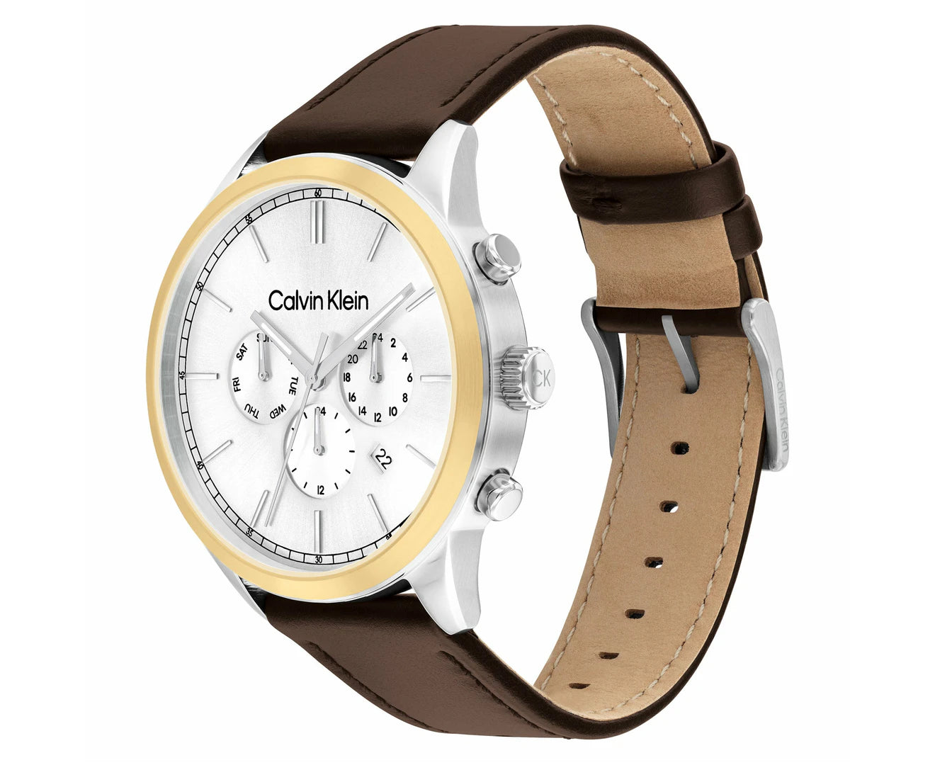 Infinite Male Silver Chronograph Leather Watch 25200381
