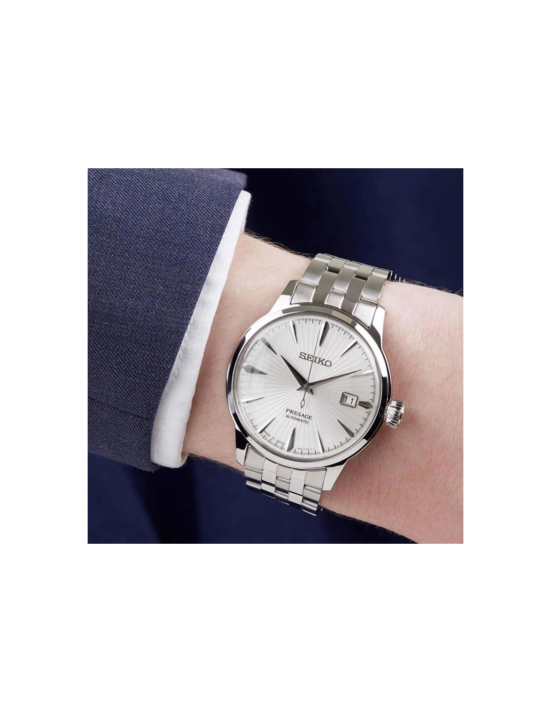 Seiko Analog white & Stainless Steel Men's Watch SRPG23J1