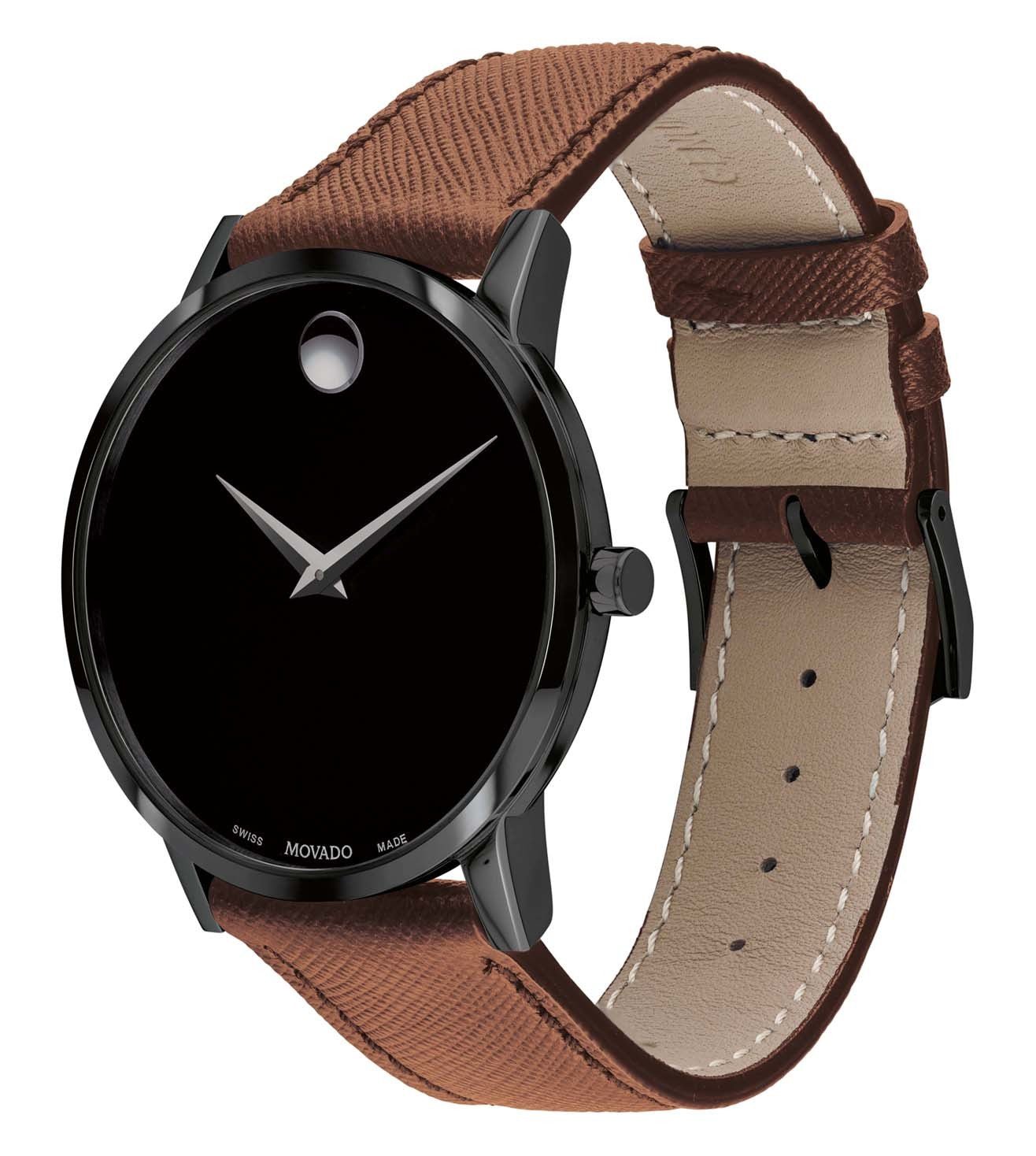 Movado Analog Black & Leather Men's Watch 607198