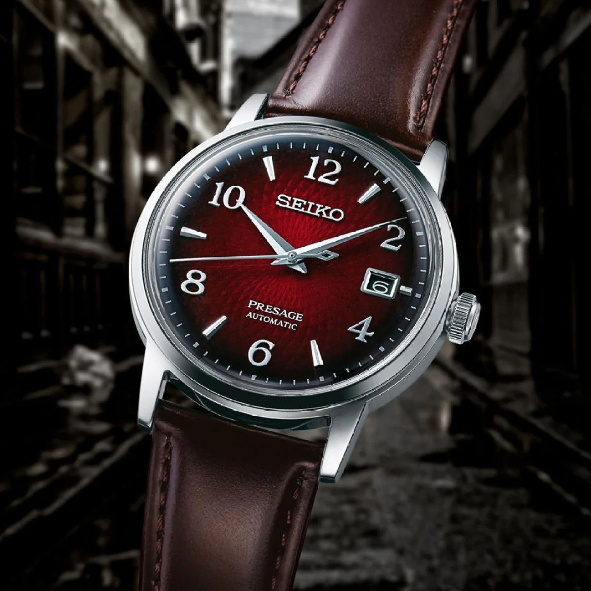 Seiko Analog Red & Leather Men's Watch SRPE41J1