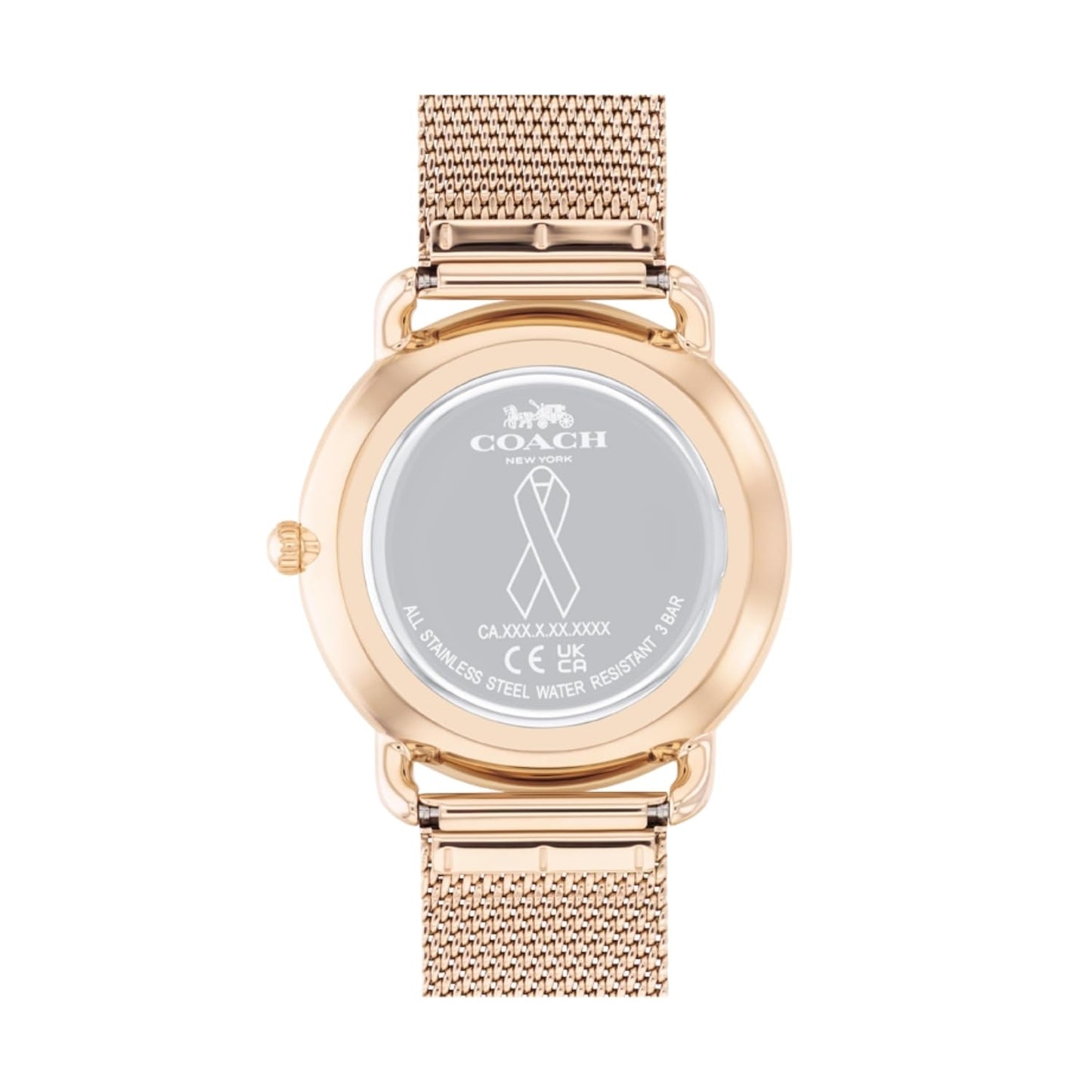 Coach Elliot Qtz Basic Pink Round Dial Women's Watch|Ionic Plated Carnation Gold Steel Material|Gold Color Band - 14504212