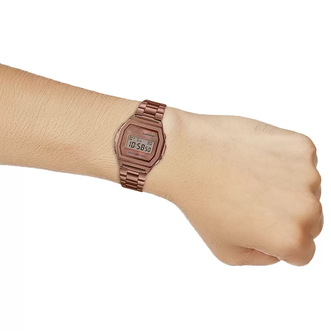 Casio Digital Rose Gold & Stainless Steel Unisex Watch D197