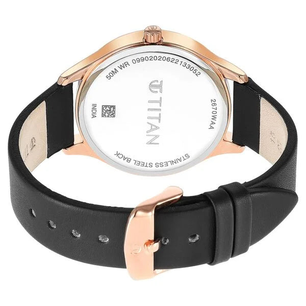 Neo Workdays Black Dial Quartz Multifunction Leather Strap watch for Women