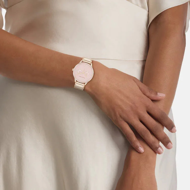 Dress Female Pink Chronograph Stainless Steel Watch 25200370
