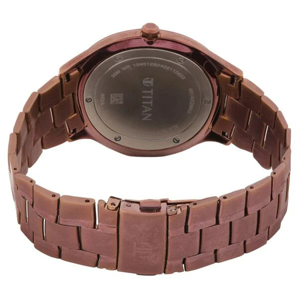 Classique Slimline Brown Dial Analog with Day and Date Stainless Steel Strap Watch for Men