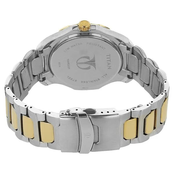 Quartz Multifunction White Dial Stainless Steel Strap Watch for Men