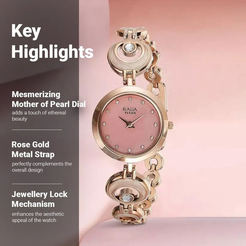 Analog Mother Of Pearl & Metal band Women's Watch NR2540WM03