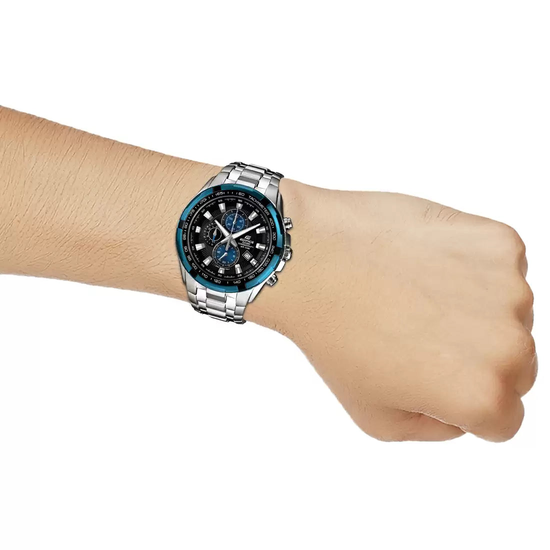 Casio Chronograph Blue & Stainless Steel Men's Watch ED462