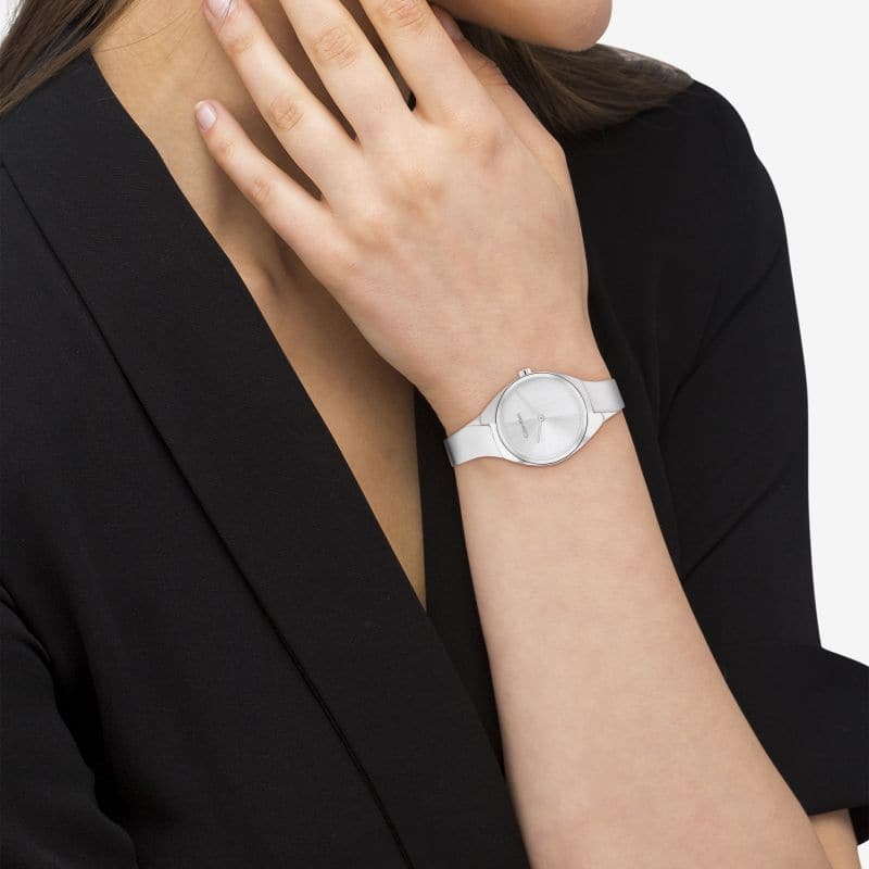 Calvin Klein Women's Quartz Stainless Steel Case and Bangle Bracelet Watch, Color: Silver 25200234