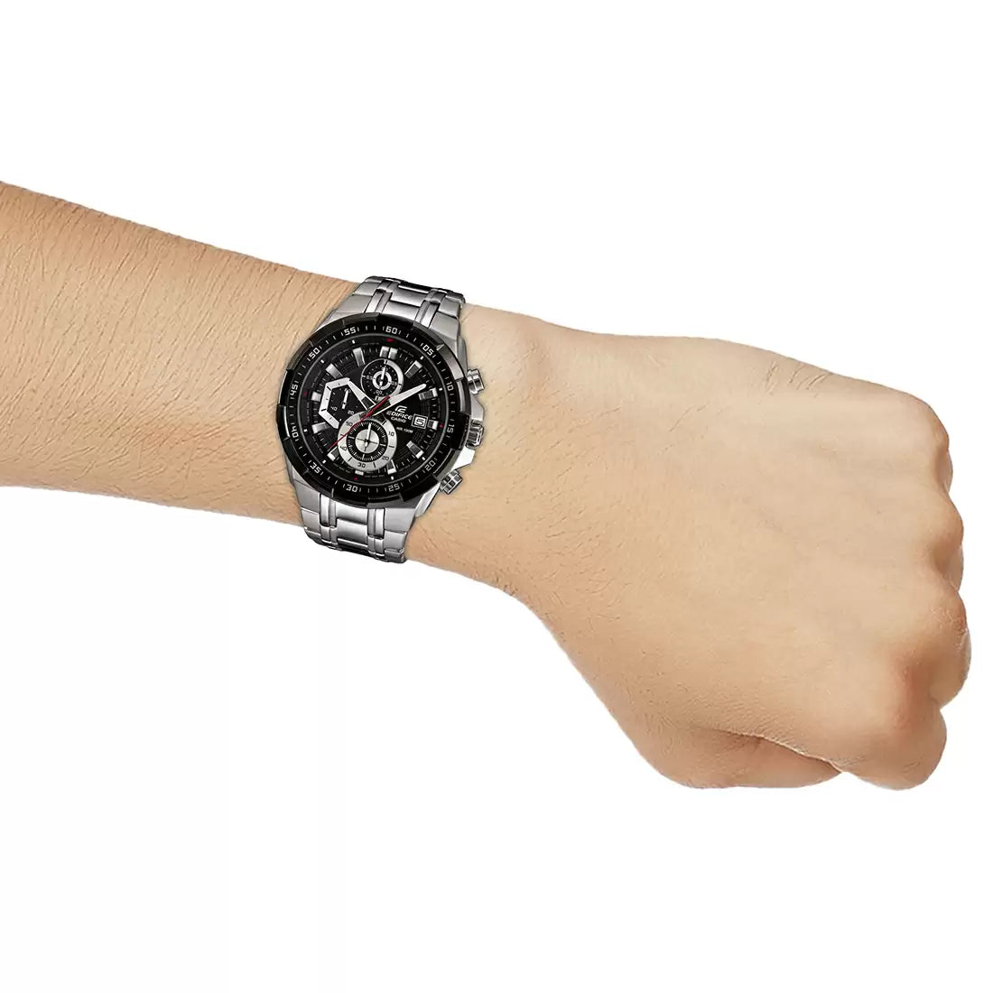CASIO Chronograph Black & Stainless Steel Men's Watch EX191
