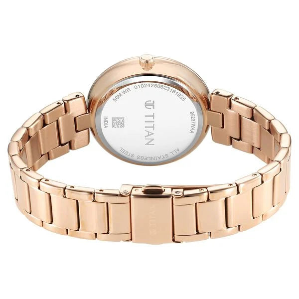 Purple Style Up Quartz Analog Mother Of Pearl Dial Stainless Steel Strap Watch for Women