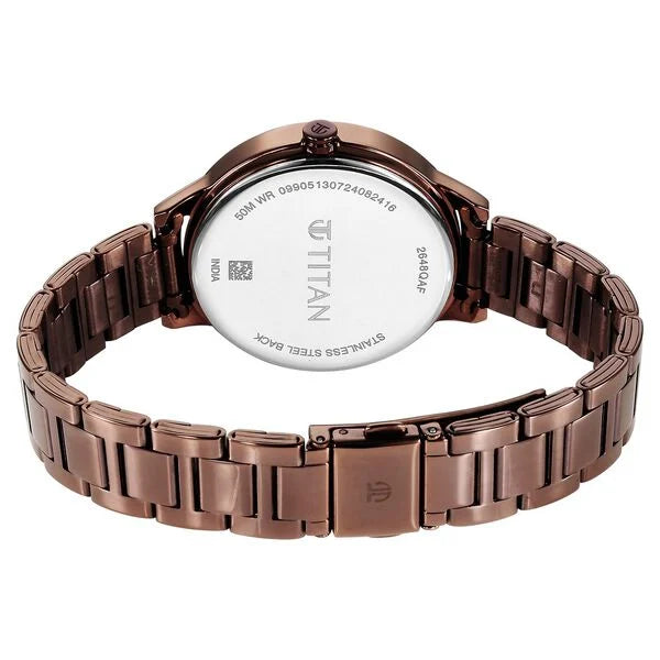 Razzle Dazzle Quartz Analog with Day and Date Green Dial Brown Stainless Steel Strap Watch For Women