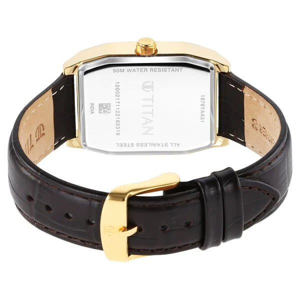 Regalia Opulent White Dial Analog with Day and Date Leather Strap Watch for Men