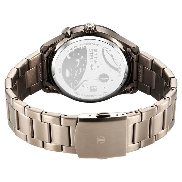 Stellar Quartz Multifunction Brown Dial Stainless Steel Strap Watch for Men