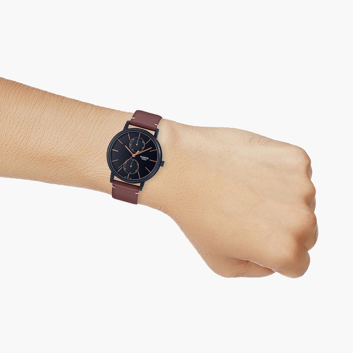 Casio Analog Black & Leather Men's Watch A2062