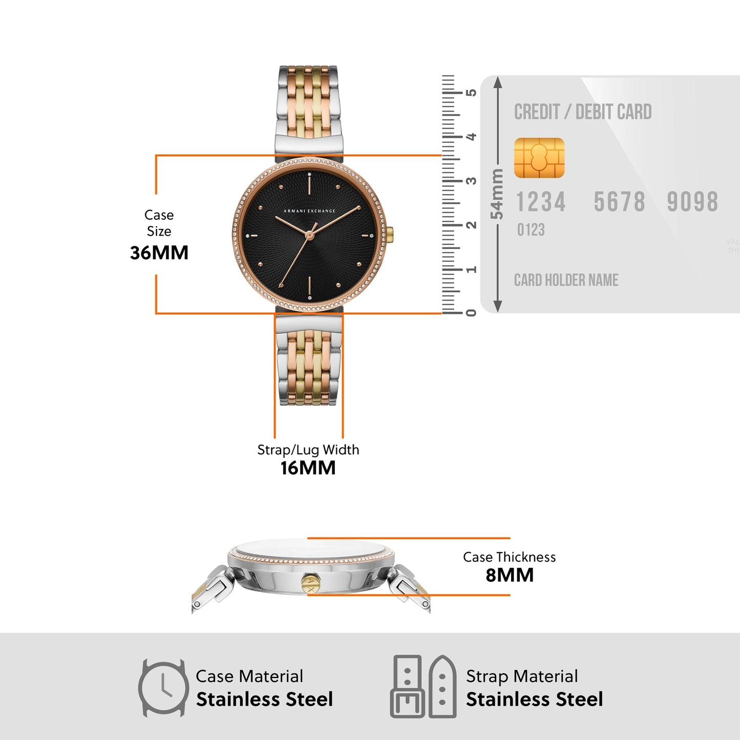 Armani Exchange Analog Black & Stainless Steel Women's Watch AX5911