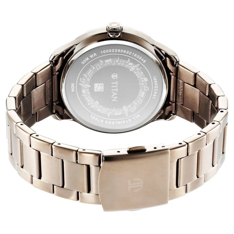 Analog Brown & Stainless Steel Men's Watch NR1890QM01