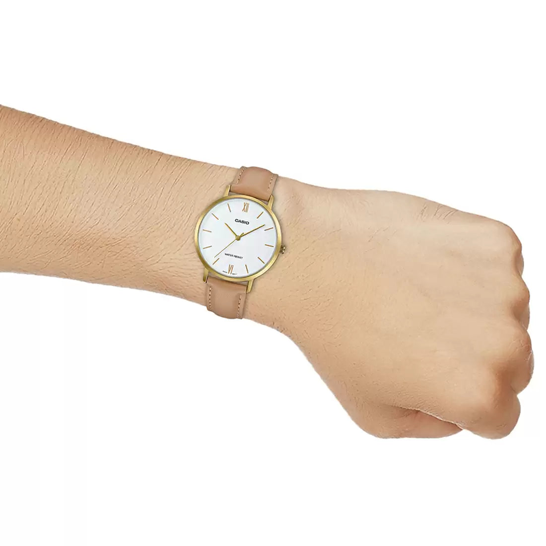 CASIO Analog White & Leather Women's Watch A1786