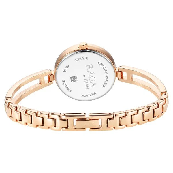 Raga Viva White Dial Analog with Date Metal Strap watch for Women