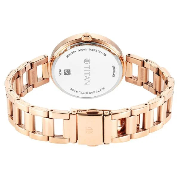 Workwear Quartz Analog Beige Dial Rose Gold Stainless Steel Strap Watch for Women NS2480WM06