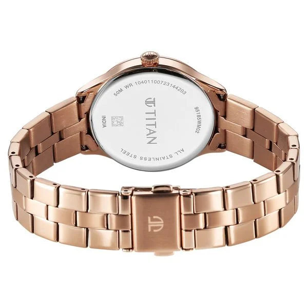Workwear Quartz Analog White Dial Stainless Steel Strap Watch for Women NS95185WM02