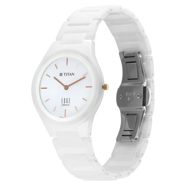 Edge Ceramic Slim Ceramic Strap Arctitc White Dial Analog Watch for Men