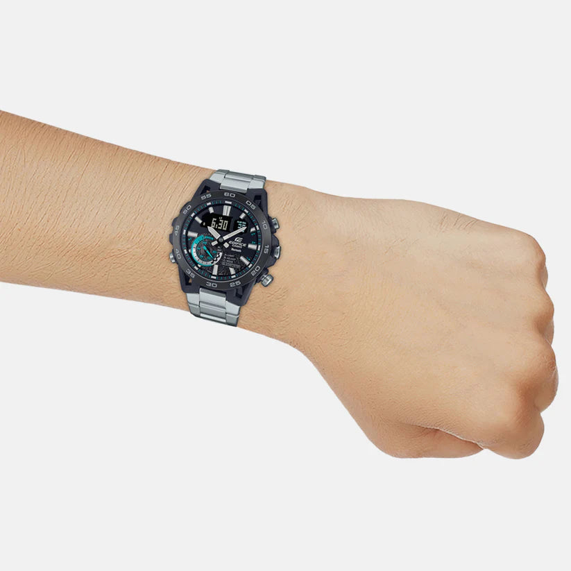 Casio Analog-Digital Black & Stainless Steel Men's Watch ED575