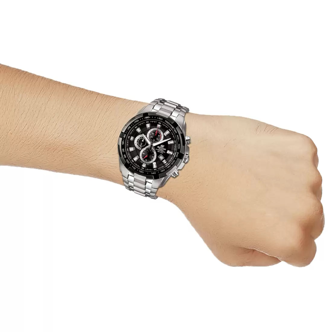 CASIO Chronograph Black & Stainless Steel Men's Watch ED369