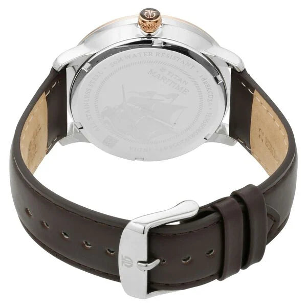 Maritime White Dial Analog Leather Strap Watch for Men