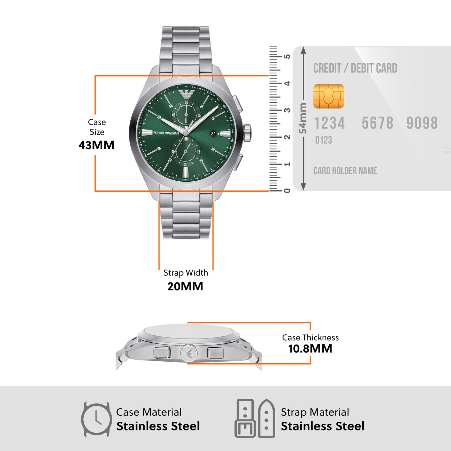 Emporio Armani Chronograph Green & Stainless Steel Men's Watch AR11480