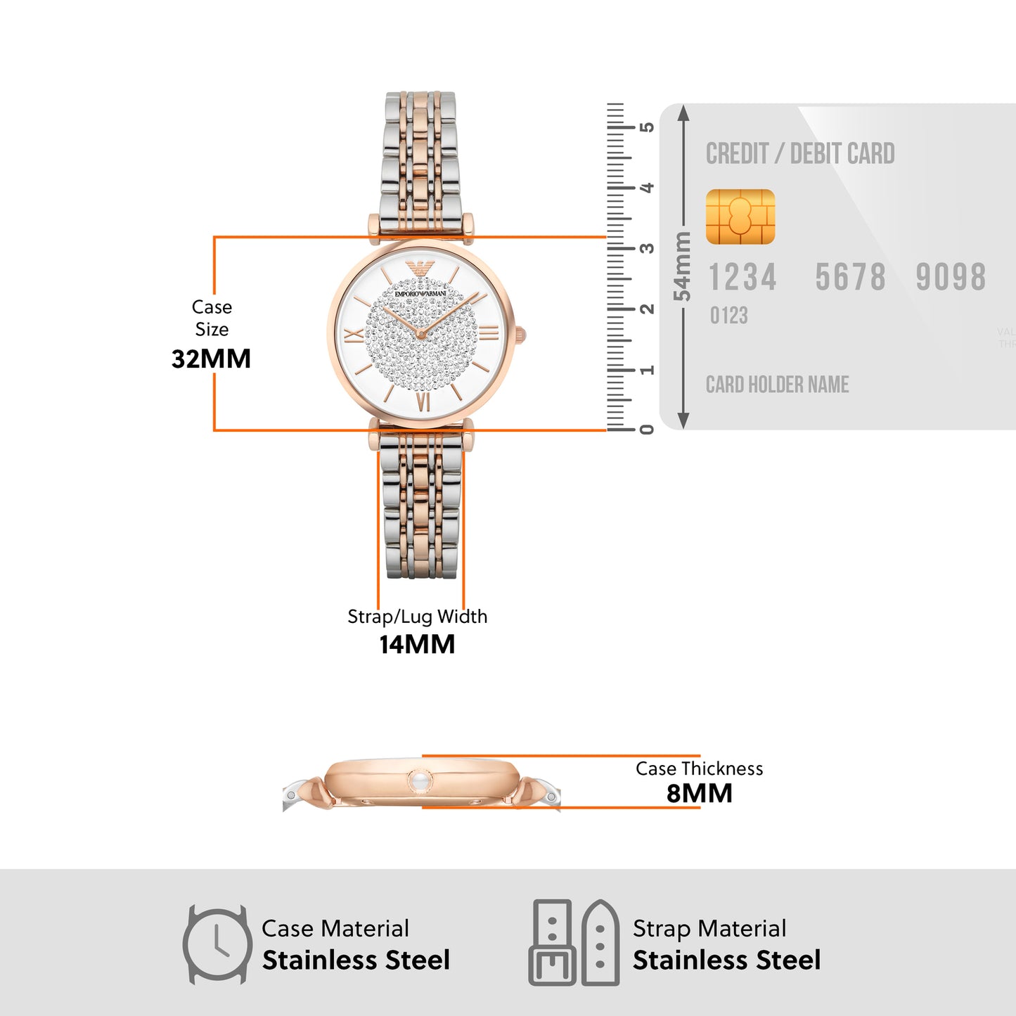 Emporio Armani Analog White & Stainless Steel Women's Watch AR1926