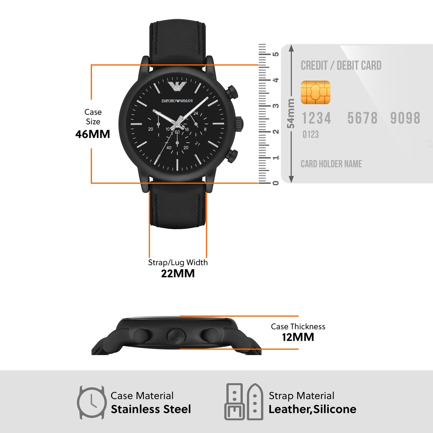 Emporio Armani Chronograph Black & Leather Men's Watch AR1970