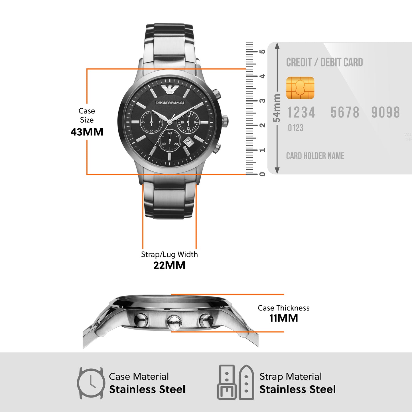 Emporio Armani Chronograph Black & Stainless Steel Men's Watch AR2434