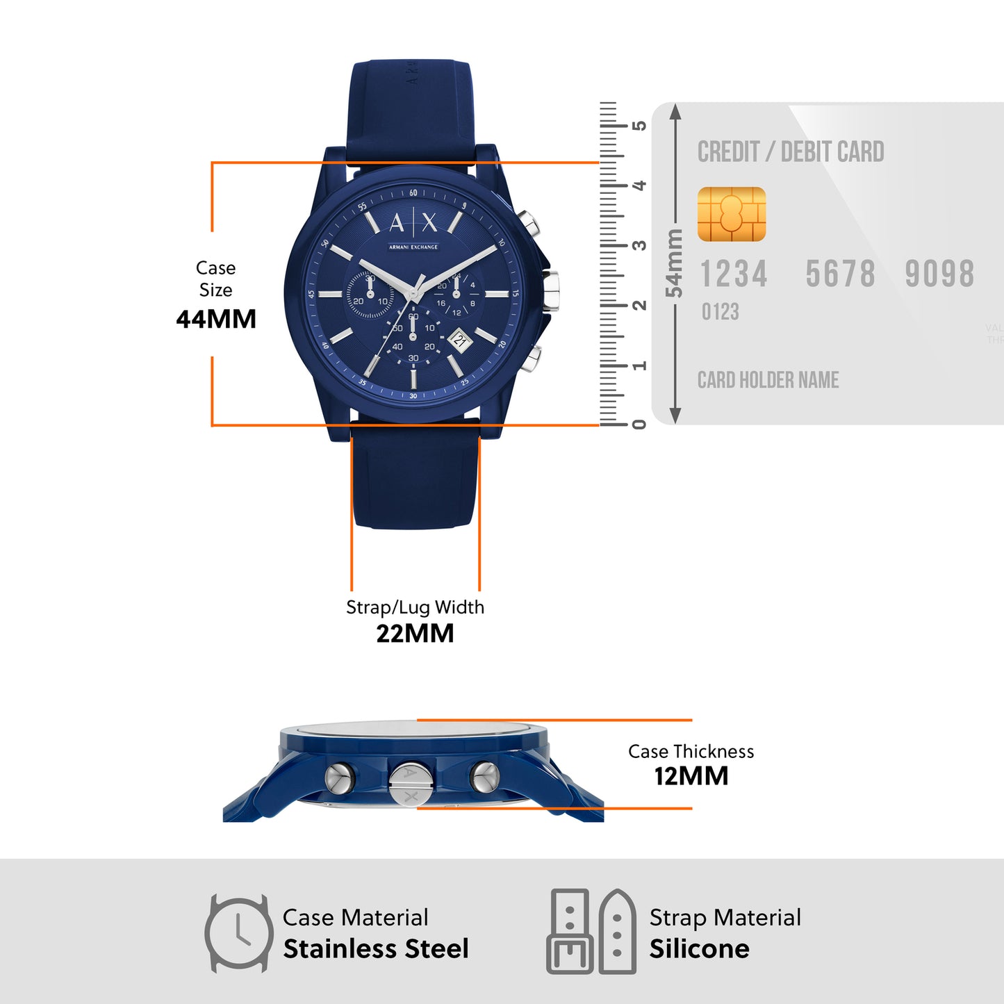Armani Exchange Chronograph Blue & Silicone Men's Watch AX1327
