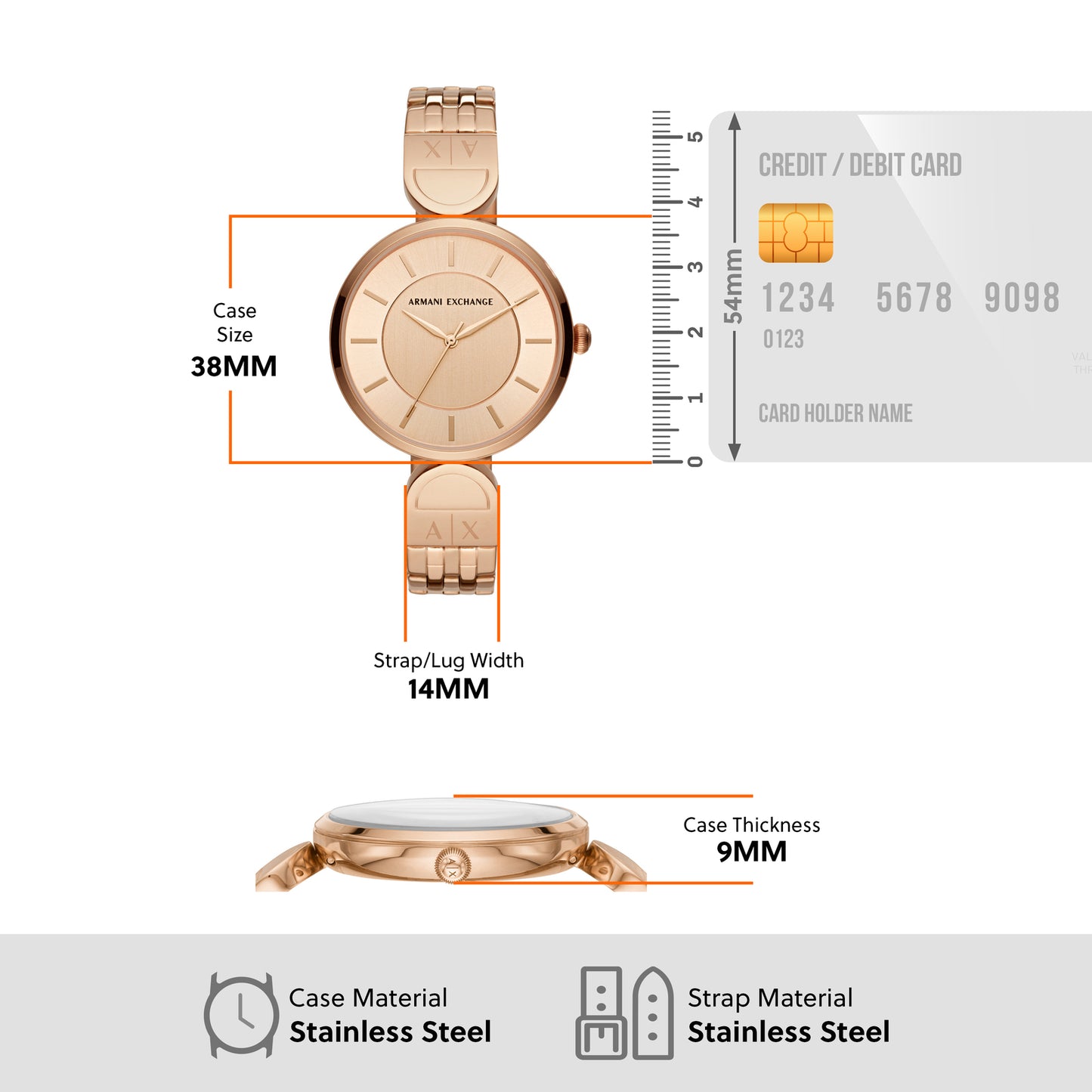 Armani Exchange Analog Rose Gold & Stainless Steel Women's Watch AX5328
