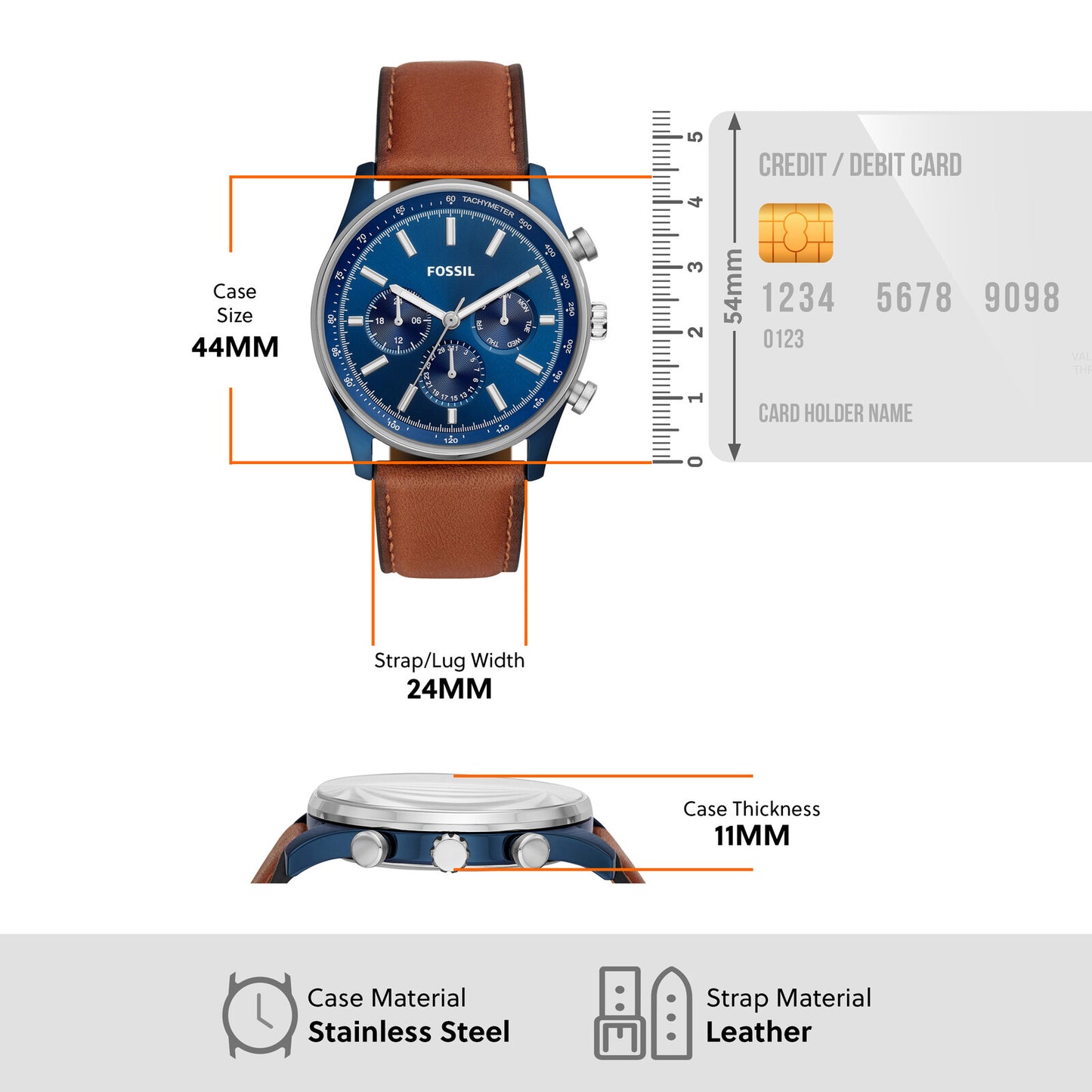 Fossil Analog Blue & Leather Men's Watch BQ2512