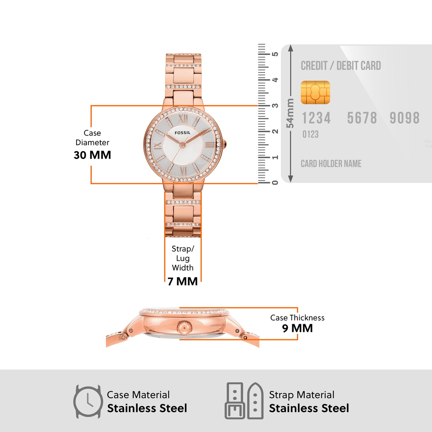 Fossil Analog Silver & Stainless Steel Women's Watch ES3284