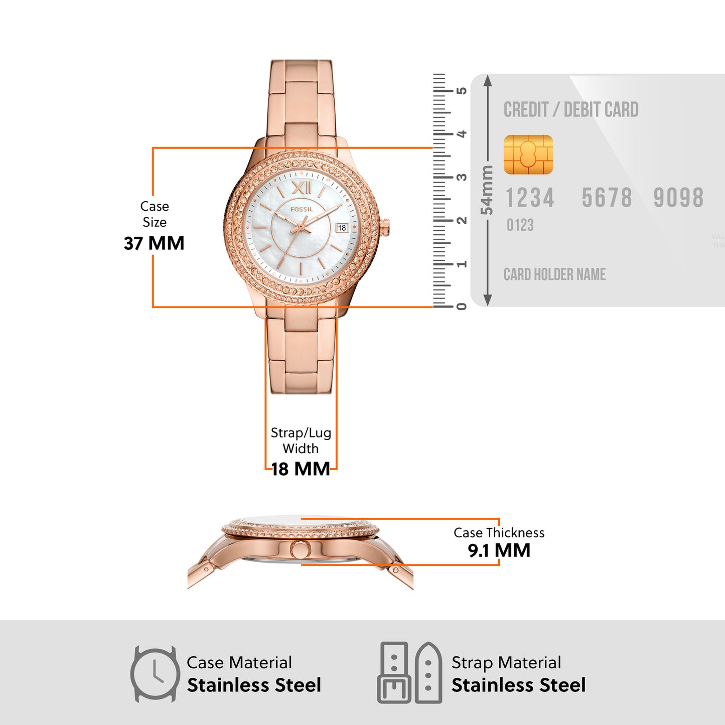 Fossil Analog Mother Of Pearl & Stainless Steel Women's Watch ES5131