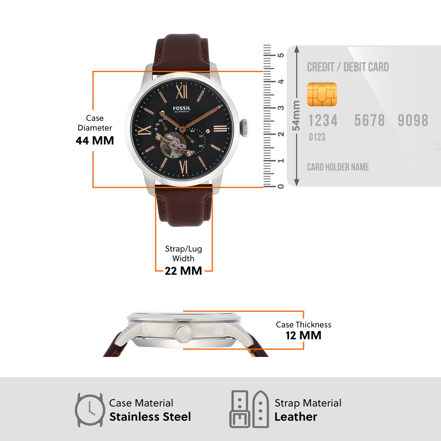 Fossil Analog Black & Leather Men's Watch ME3061