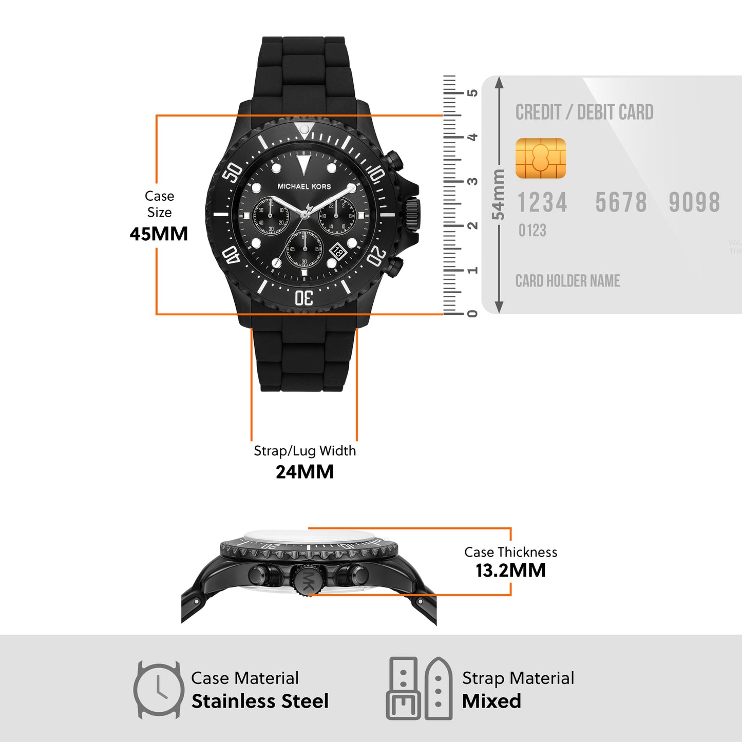 Michael Kors Chronograph Black & Silicone Men's Watch MK8980