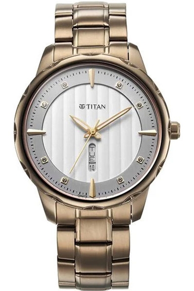 Titan Regalia Analog with Day and Date Opulent White Dial Watch for Men