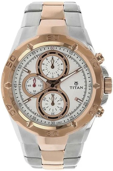 Titan Regallia Rose Gold Chronograph Stainless Steel Strap Watch for Men