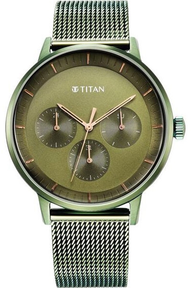 Titan Modern Classics Green Dial Quartz Multifunction Stainless Steel Strap Watch for Men